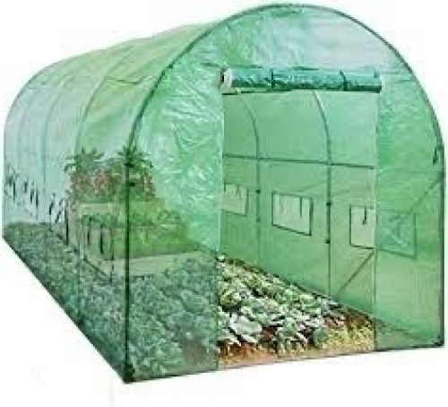 Walk-In Greenhouse Tunnel Tent w/ Roll-Up Windows, Zippered Door - 15x7x7ft - Lot 595