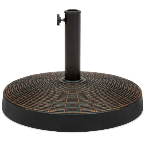55lb Round Wicker Style Patio Umbrella Stand w/ Blackened Bronze Finish - Lot 575