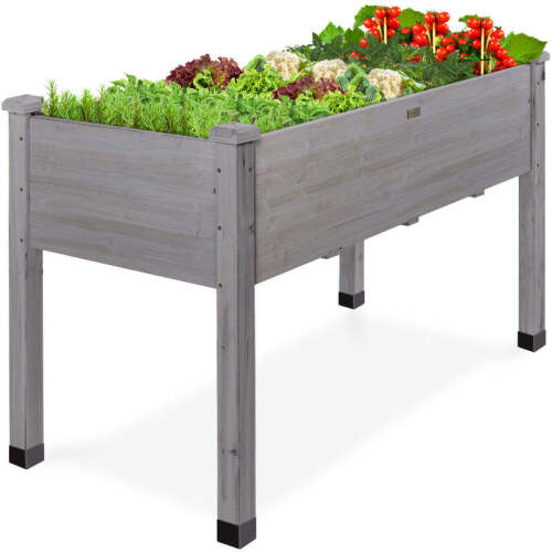 Raised Garden Bed, Elevated Wooden Planter Box w/ Foot Caps - 48x24x30in - Lot 480