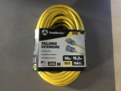 Southwire 50ft Extension cord, Hi Visibility, Heavy Duty, New, Retail - $57.99 - Lot 16