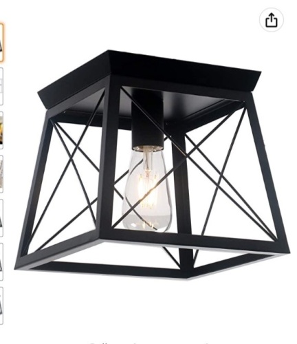 Unitary Antique Black metal Frame  Flush mount ceiling light, E26 bulb, New, Retail - $39.99 - Lot 26
