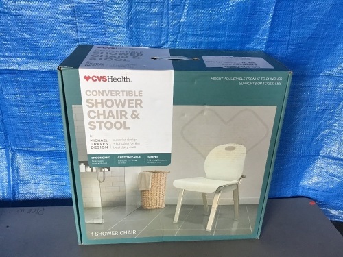 Convertible Showewr Chair ans Stool, New, Retail - $109.99 - Lot 70