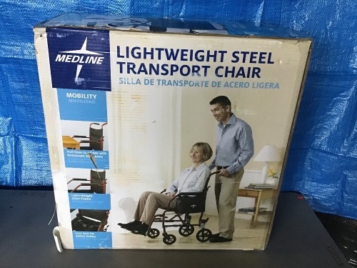 Medline Lightweight Steel Transport Chair, Like New, Retail - $139.99 - Lot 74