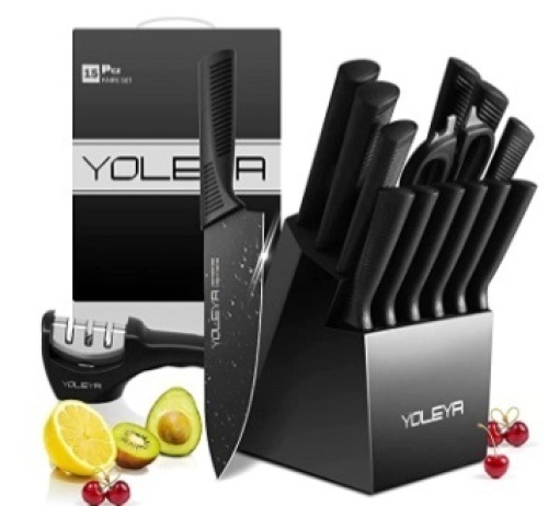 Yoleya 15 Piece Knife Set, New, Retail - $149.99 - Lot 87
