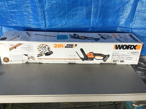 Worx Cordless Hedge Trimmer, 20 Volt, 22", Like New, Retail - $89 - Lot 115