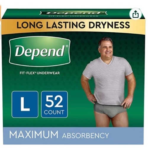 Depend Fit-Flex Underwear, Large, 52 count, New, retail - $19.99 - Lot 153