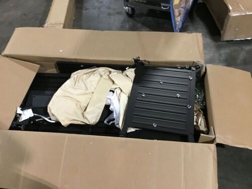 57in 50,000 BTU Rectangular Propane Aluminum Gas Fire Pit Table w/ Cover, Glass Beads - Lot 133