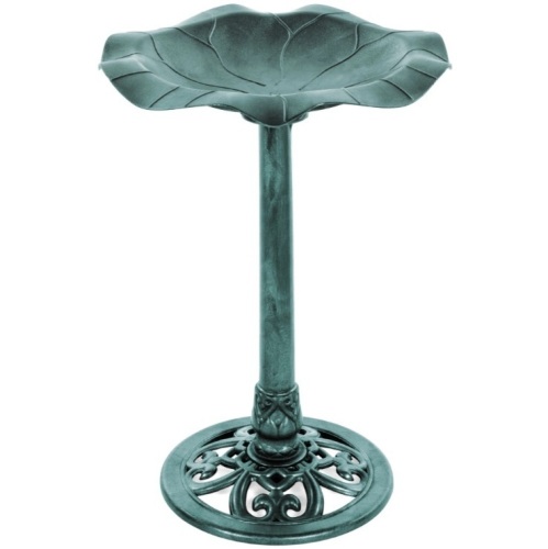 Lily Leaf Pedestal Bird Bath Decoration Accent w/ Floral Accents  - Lot 359