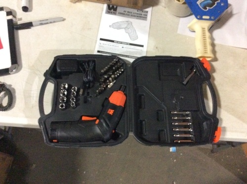 WEN 49140 4V Max Lithium Ion Rechargeable Cordless Electric Screwdriver and Flashlight with Carrying Case and 40+ Accessories  - Lot 467