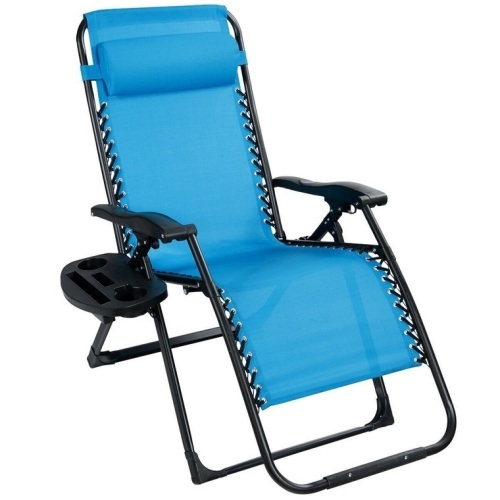 Oversize Lounge Chair Patio Heavy Duty Folding Recliner-Blue OP70265LTBL  - Lot 603