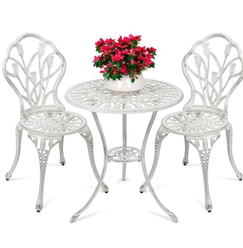 3-Piece Cast Aluminum Patio Bistro Furniture Set  - Lot 677