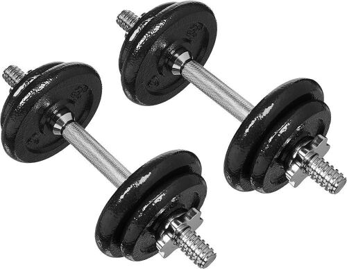 Amazon Basics Adjustable Barbell Lifting Dumbbells Weight Set with Case, 38 Pounds - Lot 686