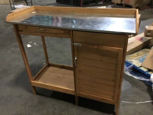Wood Bar Cart - Damaged Leg, Door Screwed on Wrong  - Lot 748