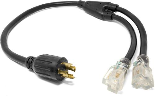 WEN PC3104-2 3 ft. 10-Gauge SJTW Generator Extension Cord Splitter (converts L14-30R to two 5-20R outlets)  - Lot 777