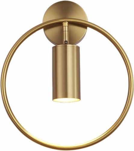 KCO Lighting Brass Modern Wall Mounted Light 1-Light Mid Century Circle Wall Sconce - Lot 1030