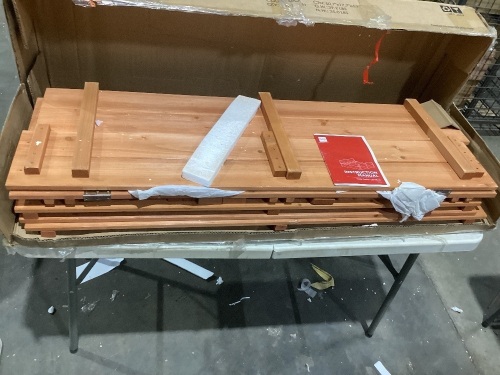 Kids Cedar Sandbox w/ Sand Screen, 2 Benches - 47x47in  - Lot 1139