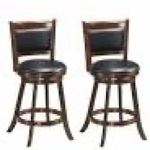 Costway Swivel Bar Height Stool Dining Chair Upholstered Espresso  - Lot 822
