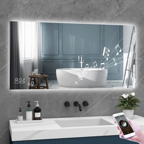 BYECOLD Smart Bathroom Vanity Mirror with Bluetooth, Anti-Fog - Lot 501