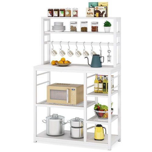 Tribesigns White Steel Bakers Rack 5 Tier Microwave Cart  - Lot 1128