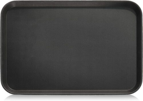 New Star Foodservice 25392 Restaurant Grade Non-Slip Tray, Plastic, Rubber Lined, Rectangular, 18-Inch x 26-Inch, Black  - Lot 863