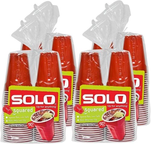 SOLO Cup Red Squared Plastic Party Cups, 18 Ounce, 200 Count  - Lot 1012