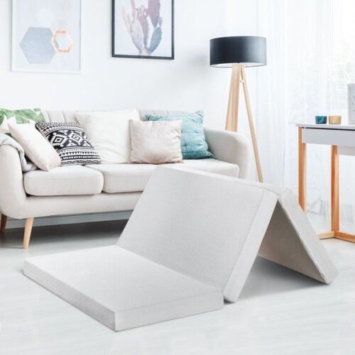 Mellow 4 Inch Trifold Memory Foam Mattress Topper with Cover, Green Tea Infusion, King - Lot 171