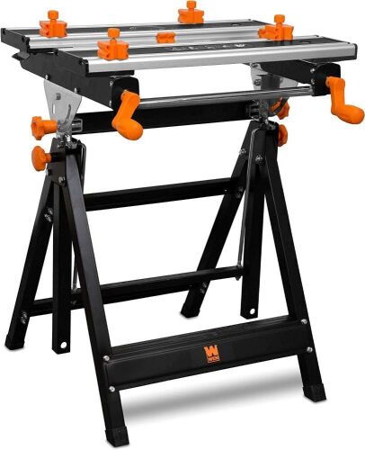 WEN WB2322T 24-Inch Height Adjustable Tilting Steel Portable Work Bench and Vise with 8 Sliding Clamps  - Lot 774