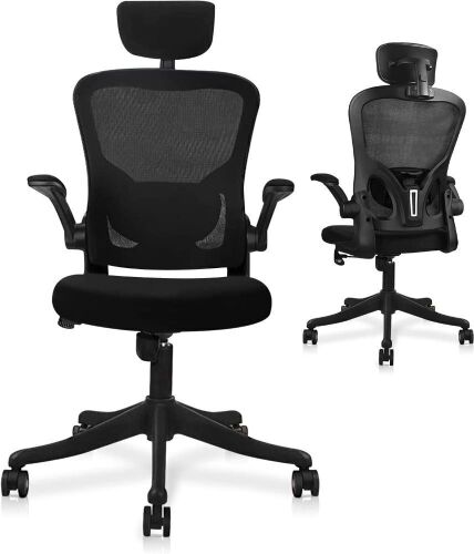 ANSPACE Ergonomic High Back Executive Mesh Computer Desk Chair with Adjustable Lumbar Support Headrest and Flip-up Armrest  - Lot 948