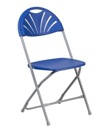 Lot of (3) Flash Furniture  Blue Standard Folding Chair with Solid Seat - Lot 735