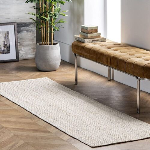 nuLOOM Rigo Hand Woven Farmhouse Jute Runner Rug, 2' 6" x 16', Off-white  - Lot 1181