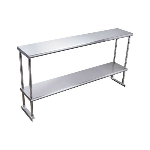 Hally Double Overshelf of Stainless Steel 12'' x 48'' Weight Capacity 380lb, Commercial 2 Tier Shelf for Prep Work - Lot 275