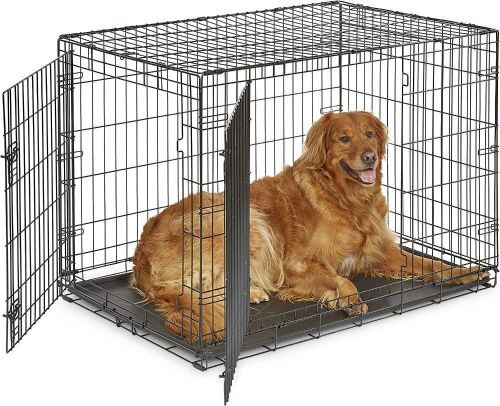 MidWest Homes for Pets Double Door Folding Dog Crate, Includes Leak-Proof Pan, 42"  - Lot 964