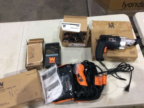 WEN Rotary Tool & Accessories, 29 Pc Drill Bit Set, Electric Shears, & Sanding Drum Kit  - Lot 962