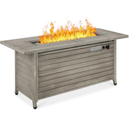 50,000 BTU Rectangular Propane Gas Fire Pit Table w/ Storage, Cover - 57in - Lot 28