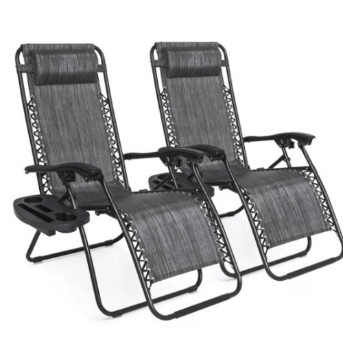 Set of 2 Adjustable Zero Gravity Patio Chair Recliners w/ Cup Holders,NEW - Lot 18