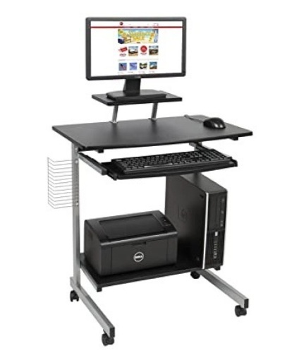 Best Choice Products Portable Computer Desk Cart PC Laptop Table Study Workstation w/Built-in Caster Wheels, CD/DVD Rack for Student, Dorm, Home Office, Black,E-COMMERCE RETURN - Lot 30