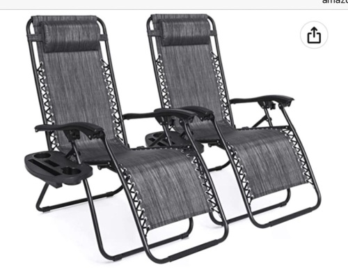 Set of 2 Adjustable Zero Gravity Patio Chair Recliners w/ Cup Holders,NEW - Lot 31