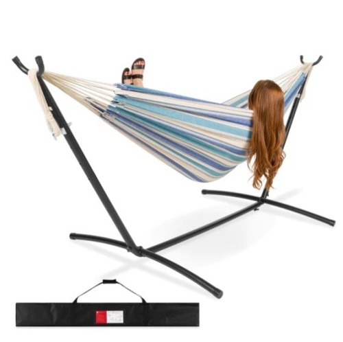 2-Person Brazilian-Style Double Hammock w/ Carrying Bag and Steel Stand,APPEARS NEW - Lot 63