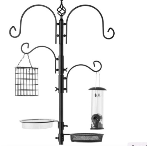 4-Hook Bird Feeding Station, Steel Feeder Stand w/ 2 Bird Feeders - 91in,APPEARSNEW - Lot 65