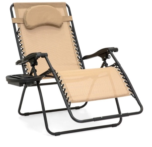 Oversized Reclining Zero Gravity Chair Lounger w/ Cup Holder, Pillow,APPEARS NEW - Lot 66