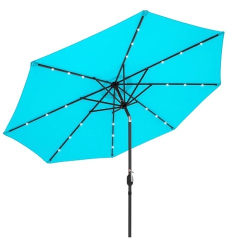 Solar LED Lighted Patio Umbrella w/ Tilt Adjustment, UV-Resistance - 10ft,E-COMMERCE RETURN - Lot 72
