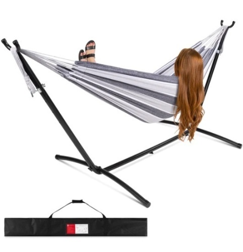 2-Person Brazilian-Style Double Hammock w/ Carrying Bag and Steel Stand,APPEARS NEW  - Lot 145