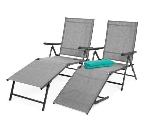 Set of 2 Outdoor Patio Chaise Recliner Lounge Chairs w/ Rust-Resistant Frame,NEW - Lot 117