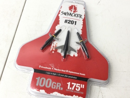 SWHACKER1.75"  CUTTING DIAMETTER#201 100GR. 3 BROADHEADS  PRACTICE HEAD 6 REPLACEMENT BANDS,NEW - Lot 57