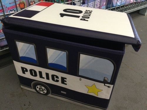 Toy Box for boys, KAP Police Car toy chest, Light Up LED Toy Box, Foldable Toy Organizer, storage box, storage bin, great for storing books, toys, stuffed animals and small game's,APPEARS NEW - Lot 136