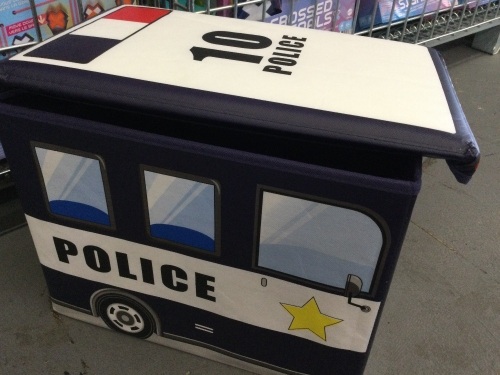 Toy Box for boys, KAP Police Car toy chest, Light Up LED Toy Box, Foldable Toy Organizer, storage box, storage bin, great for storing books, toys, stuffed animals and small game's,APPEARS NEW - Lot 76