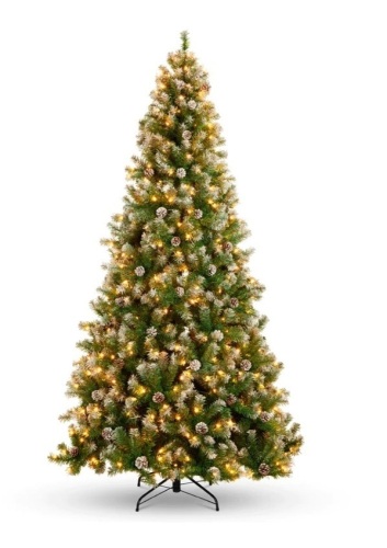 Pre-Lit Pre-Decorated Christmas Tree w/ Flocked Tips, Pine Cones,APPEARS NEW - Lot 9
