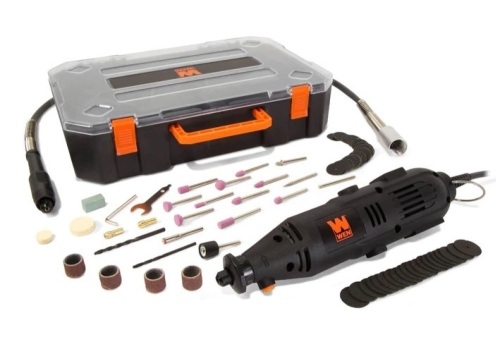 WEN 23103 1-Amp Variable Speed Rotary Tool with 100+ Accessories, Carrying Case and Flex Shaft,E-COMMERCE RETURN - Lot 81