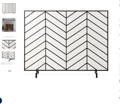 Single Panel Iron Chevron Fireplace Screen w/ Antique Finish - 38x31in,APPEARS NEW - Lot 126