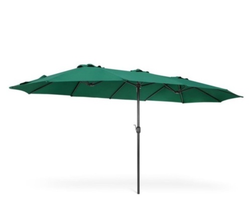 Best Choice Products 15x9ft Large Rectangular Outdoor Aluminum Twin Patio Market Umbrella w/ Crank, Wind Vents - Green,NEW - Lot 123